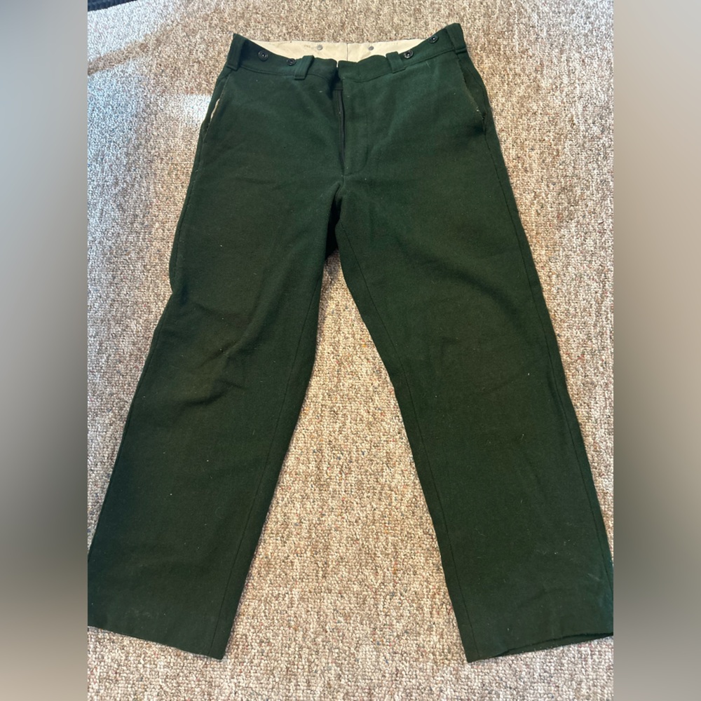 Vintage 1960’s Woolrich Men's Green Wool Hunting/ Field Pants- Size 36x30